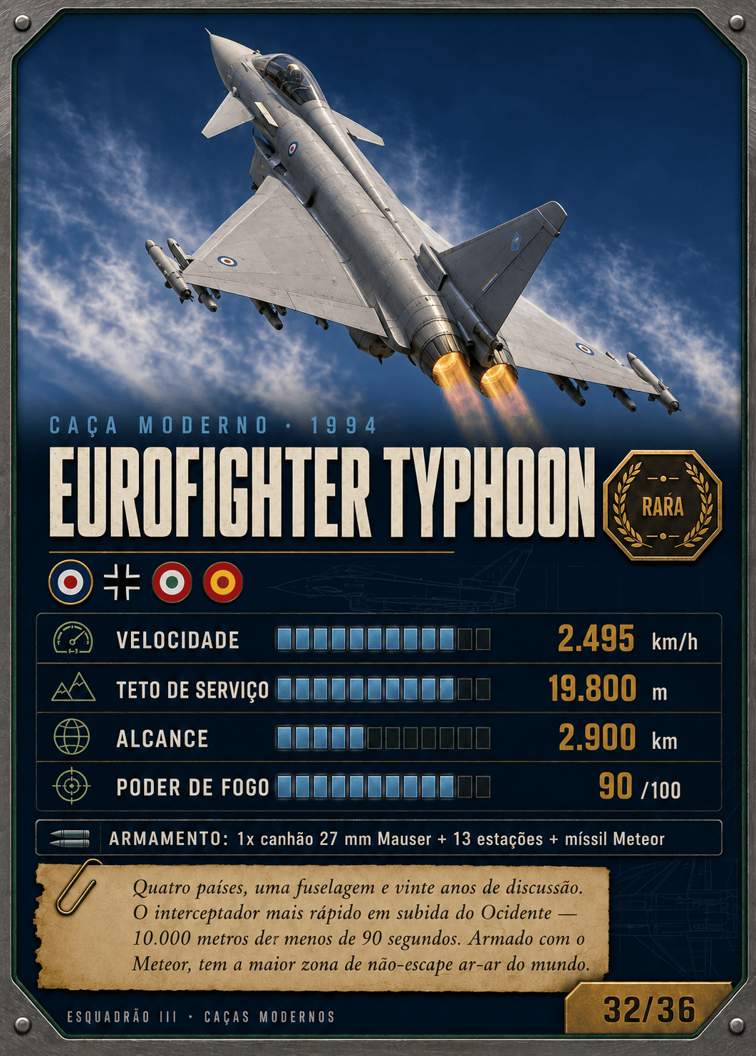 Carta do caça Eurofighter Typhoon