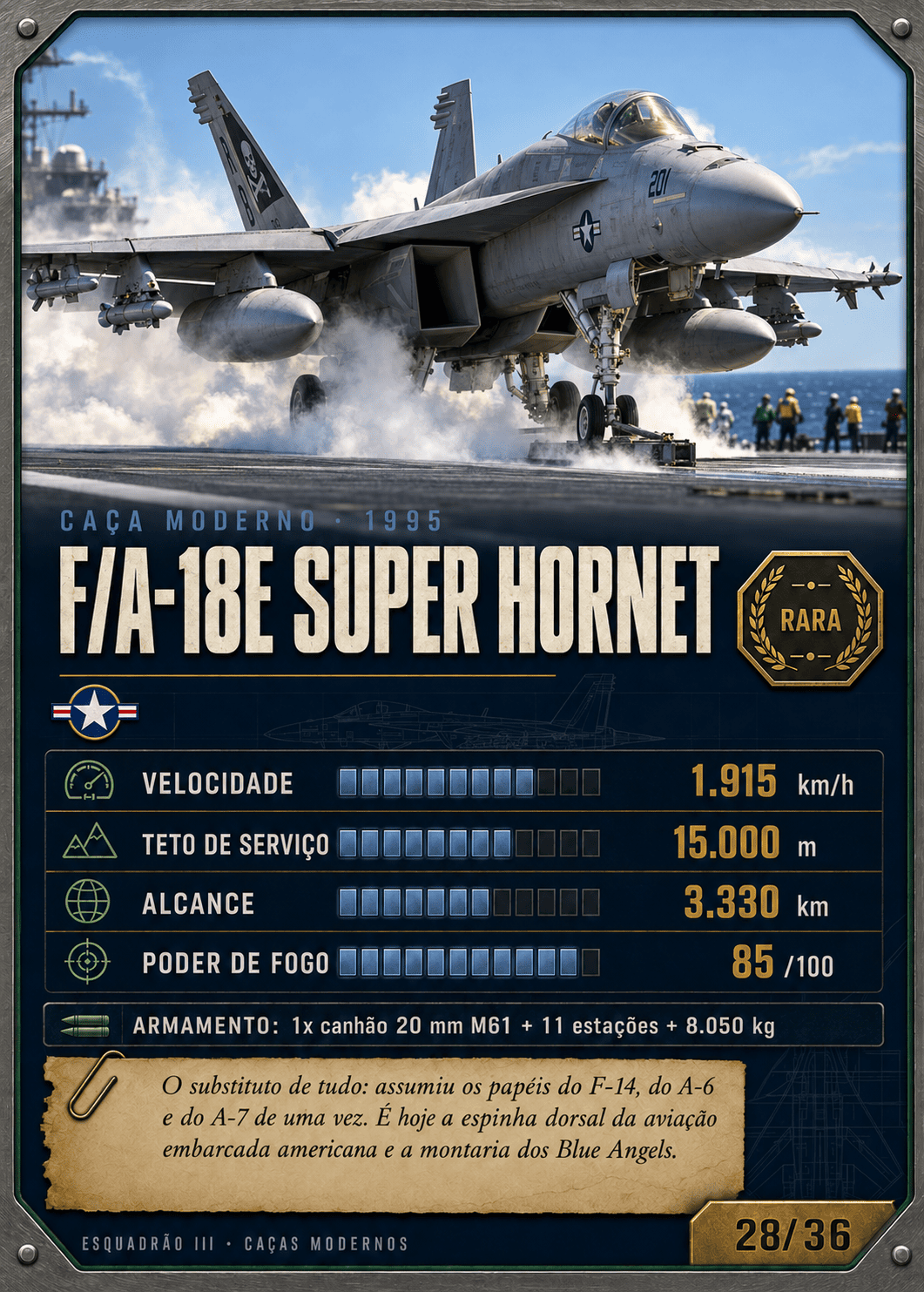 Carta do caça F/A-18E Super Hornet